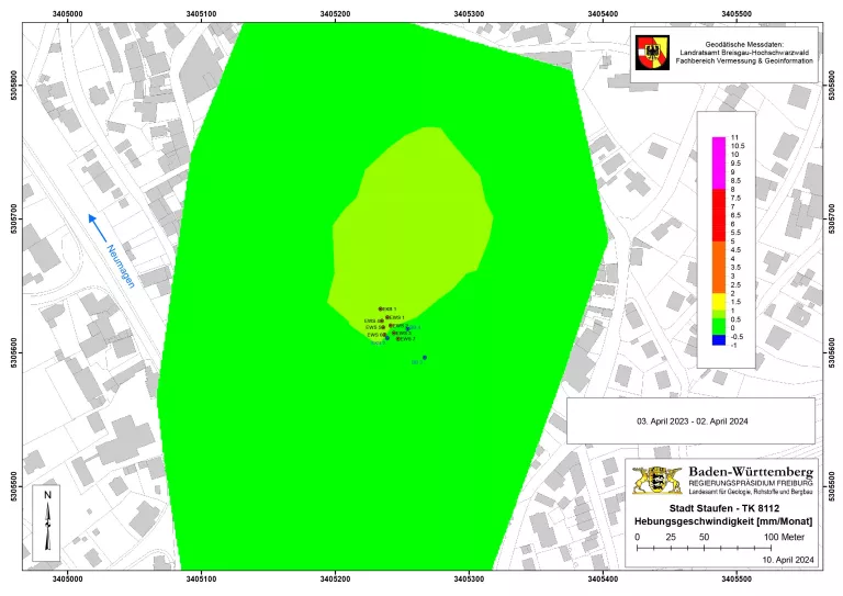 Entwicklung der Gelände-Deformation im Messzeitraum 2023/2024